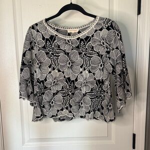 Solitaire Black Bloom Lace-Overlay Top